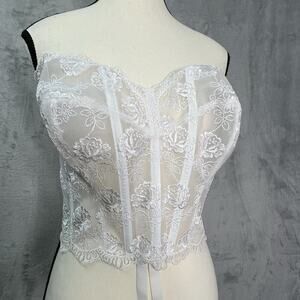 Vintage 90’s Victoria’s Secret Lace Bustier‎ Corset White Size 38D Scalloped